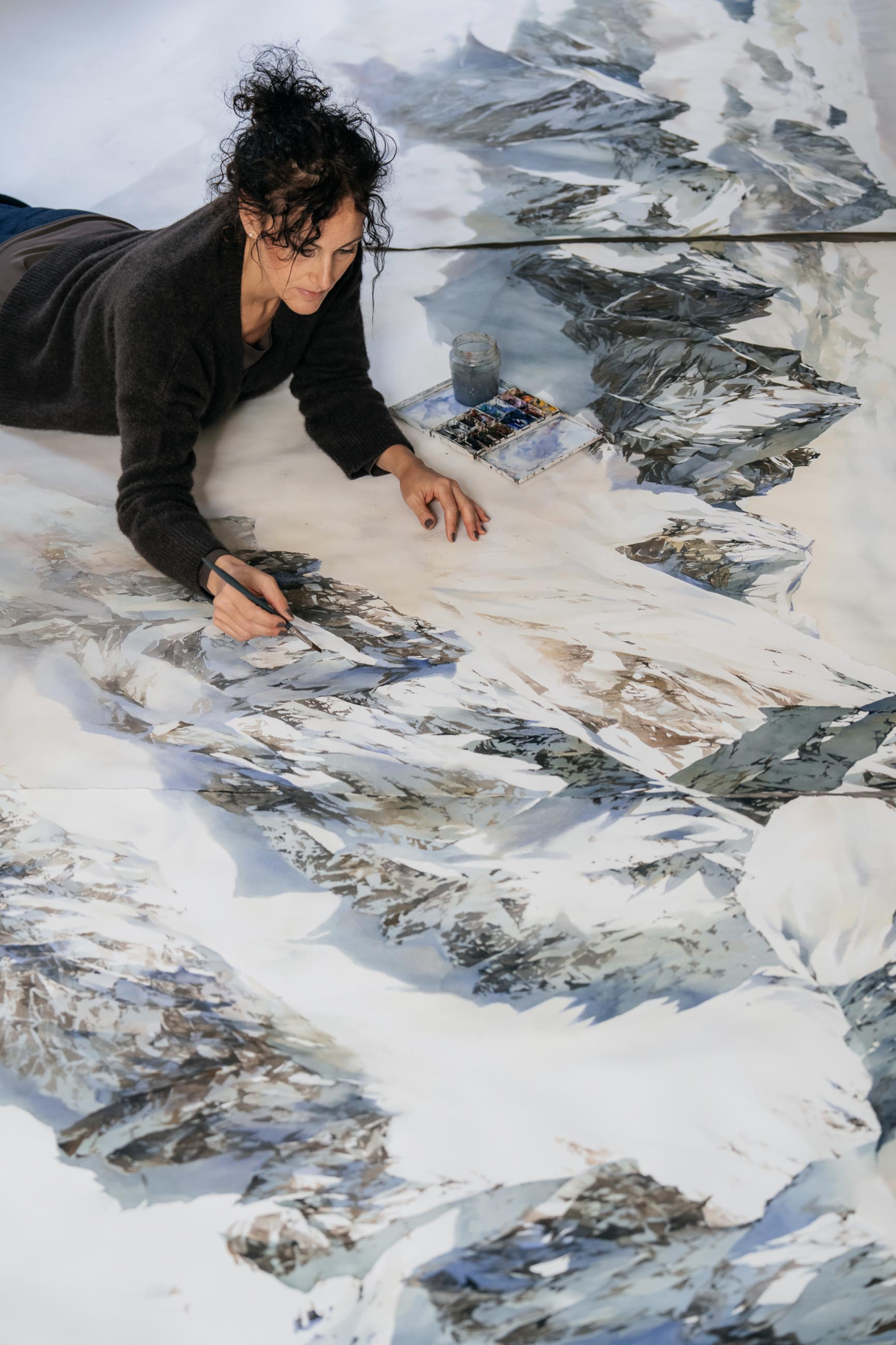 Veduta aerea invernale Dolomiti